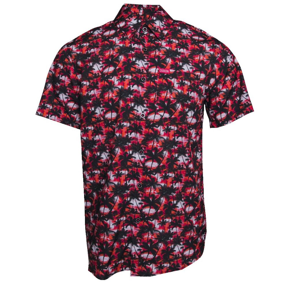 Dixxon Flannel Daiquiri Dream Aloha Hawaiian Tropical Palm Tree Pink Black Shirt